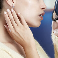 Boucles D'oreilles Puces Annchen Or Blanc Topaze Et Oxyde De Zirconium - Clous d'oreilles Femme | Marc Orian