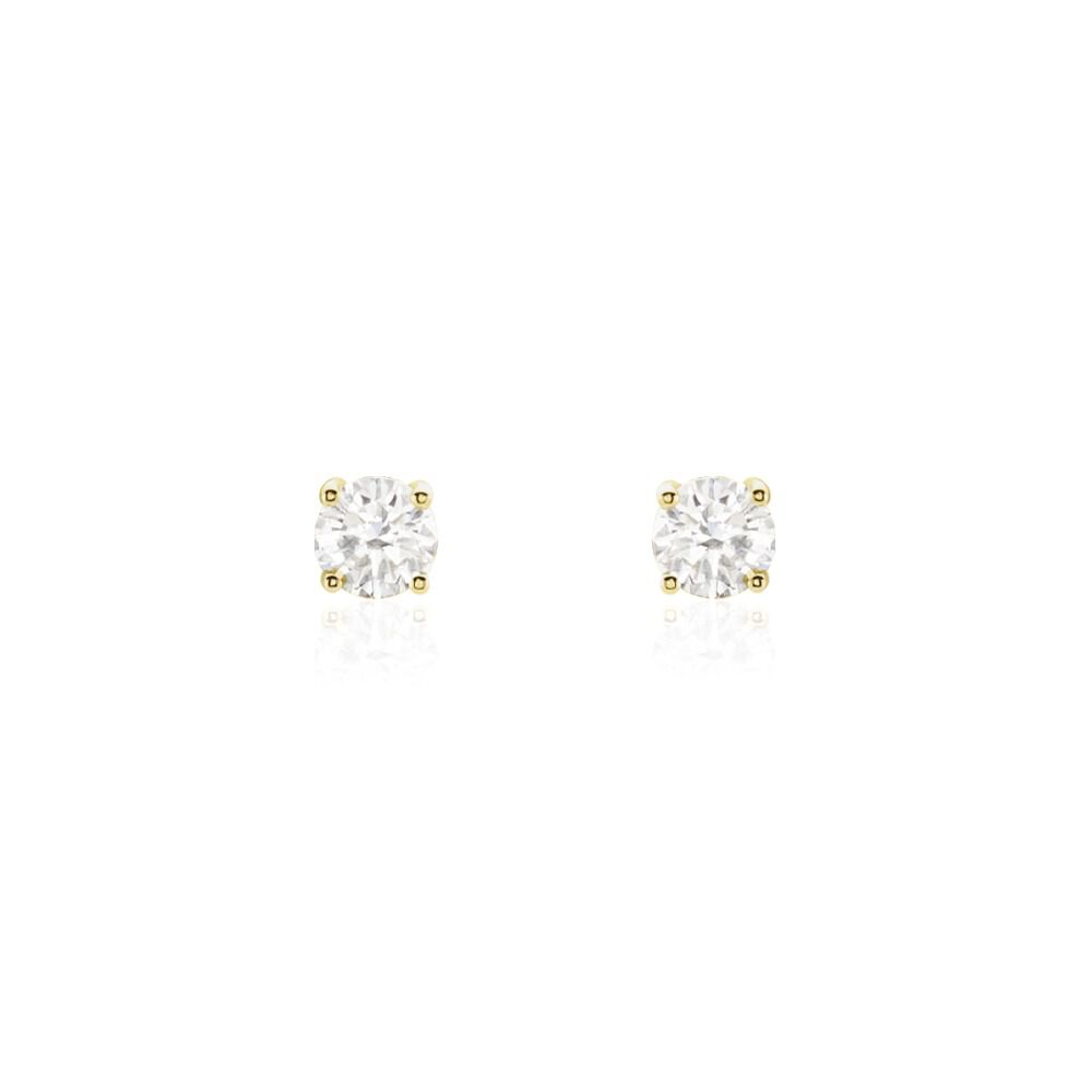 Boucles D'oreilles Puces Or Jaune Diamants Synthetique - Boucles d'oreilles mariage Femme | Marc Orian