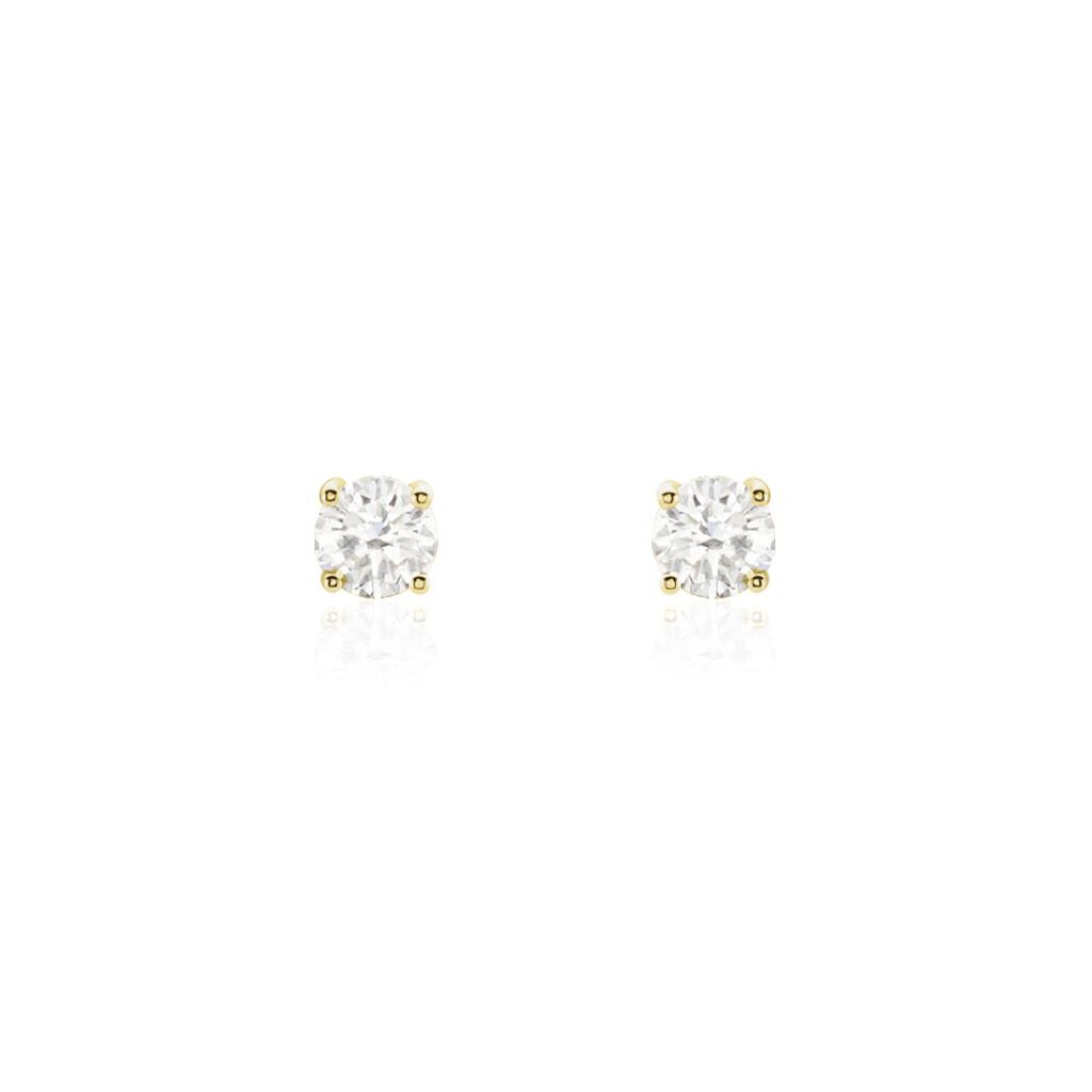 Boucles D'oreilles Puces Or Jaune Diamants Synthetique - Boucles d'oreilles mariage Femme | Marc Orian