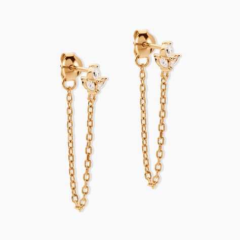 Boucles D'oreilles Pendantes Erma Plaqué Or Doré Oxyde De Zirconium - Pendantes Femme | Marc Orian