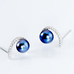 Boucles D'oreilles Puces Anais Or Blanc Perle De Culture Et Oxyde - Puces Femme | Marc Orian