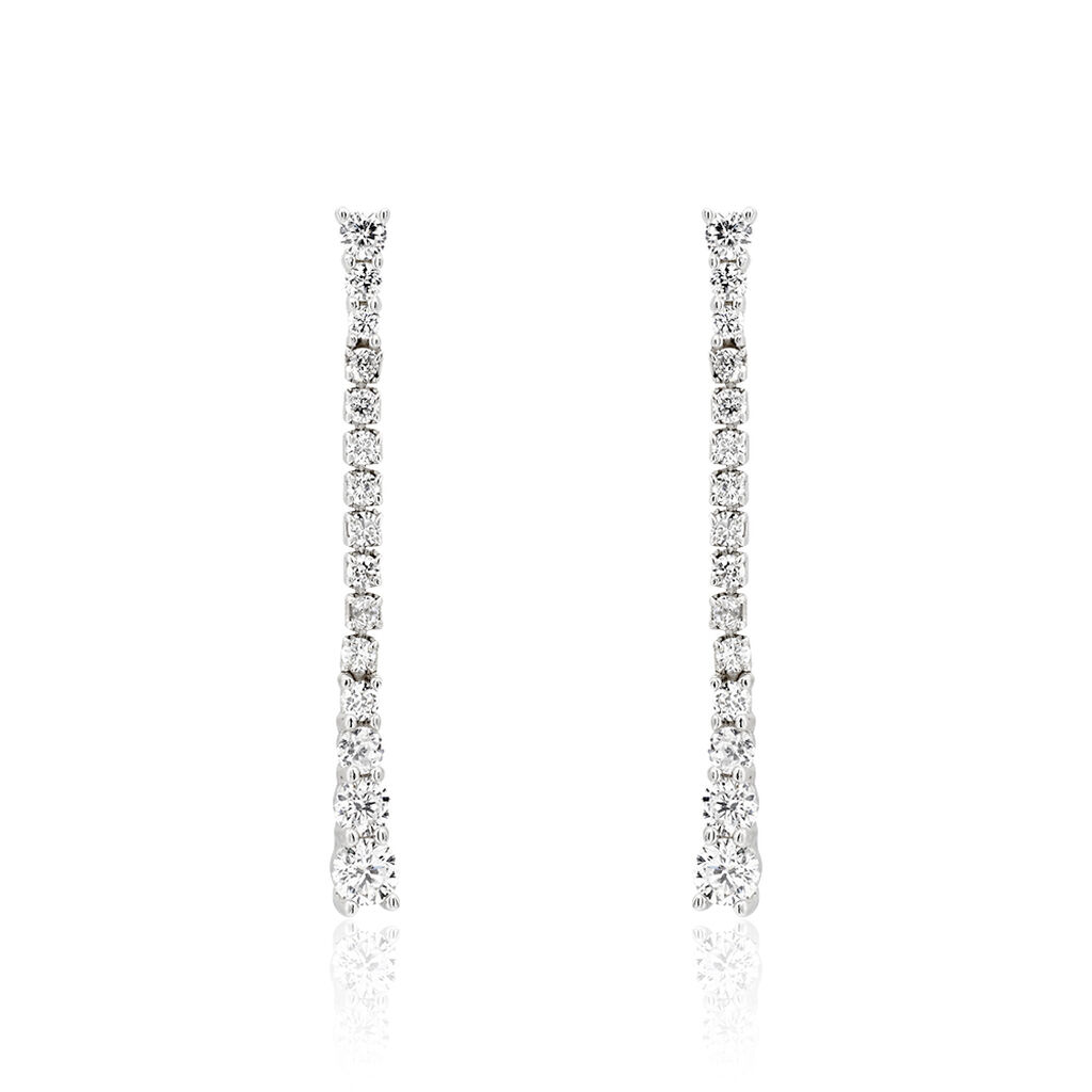 Boucles D'oreilles Pendantes Amenis Argent Blanc Oxyde De Zirconium - Pendantes Femme | Marc Orian
