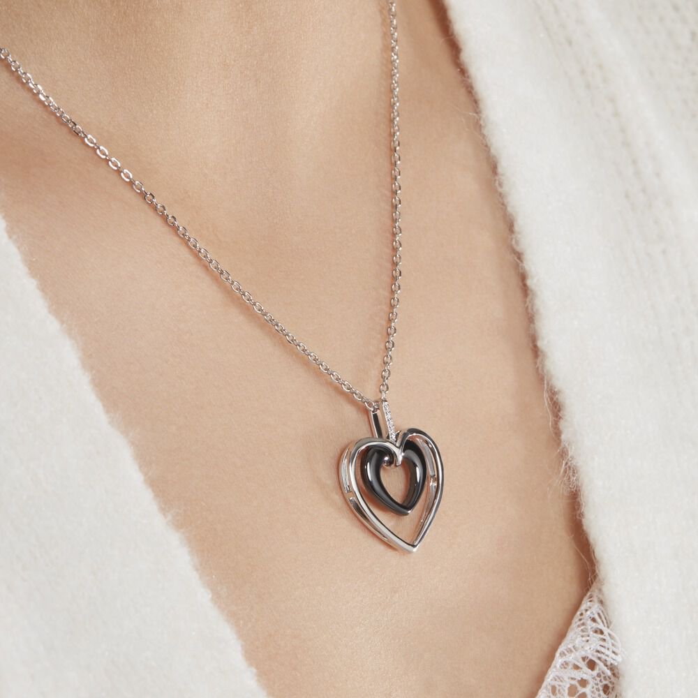 Collier Ceramik Design Argent Blanc Céramique Et Oxyde De Zirconium - Colliers avec pierres Femme | Marc Orian