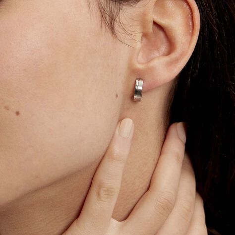 Créoles Casilda Acier Blanc - Boucles d'oreilles Créoles Femme | Marc Orian