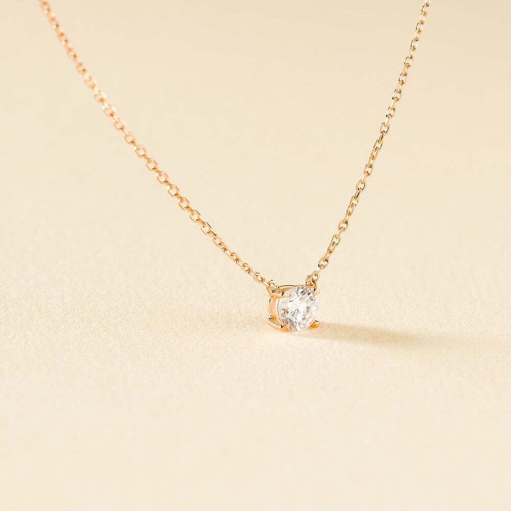 Collier Ponama Or Rose Oxyde De Zirconium - Colliers solitaires Femme | Marc Orian