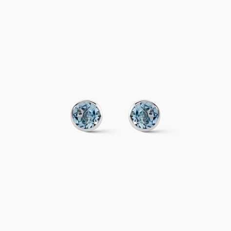 Boucles D'oreilles Puces Edy Serti Clos Or Blanc Topaze - Puces Femme | Marc Orian