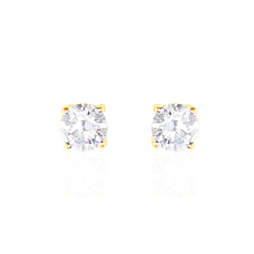 Boucles D'oreilles Puces 4 Griffes Or Jaune Diamant Synthetique - Puces Femme | Marc Orian
