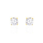Boucles D'oreilles Puces 4 Griffes Or Jaune Diamant Synthetique - Puces Femme | Marc Orian