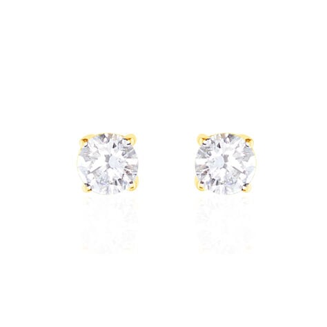 Boucles D'oreilles Puces 4 Griffes Or Jaune Diamant Synthetique - Puces Femme | Marc Orian