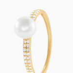 Bague Maria-francoise Or Jaune Perle De Culture Et Oxyde De Zirconium - Bagues de promesse Femme | Marc Orian
