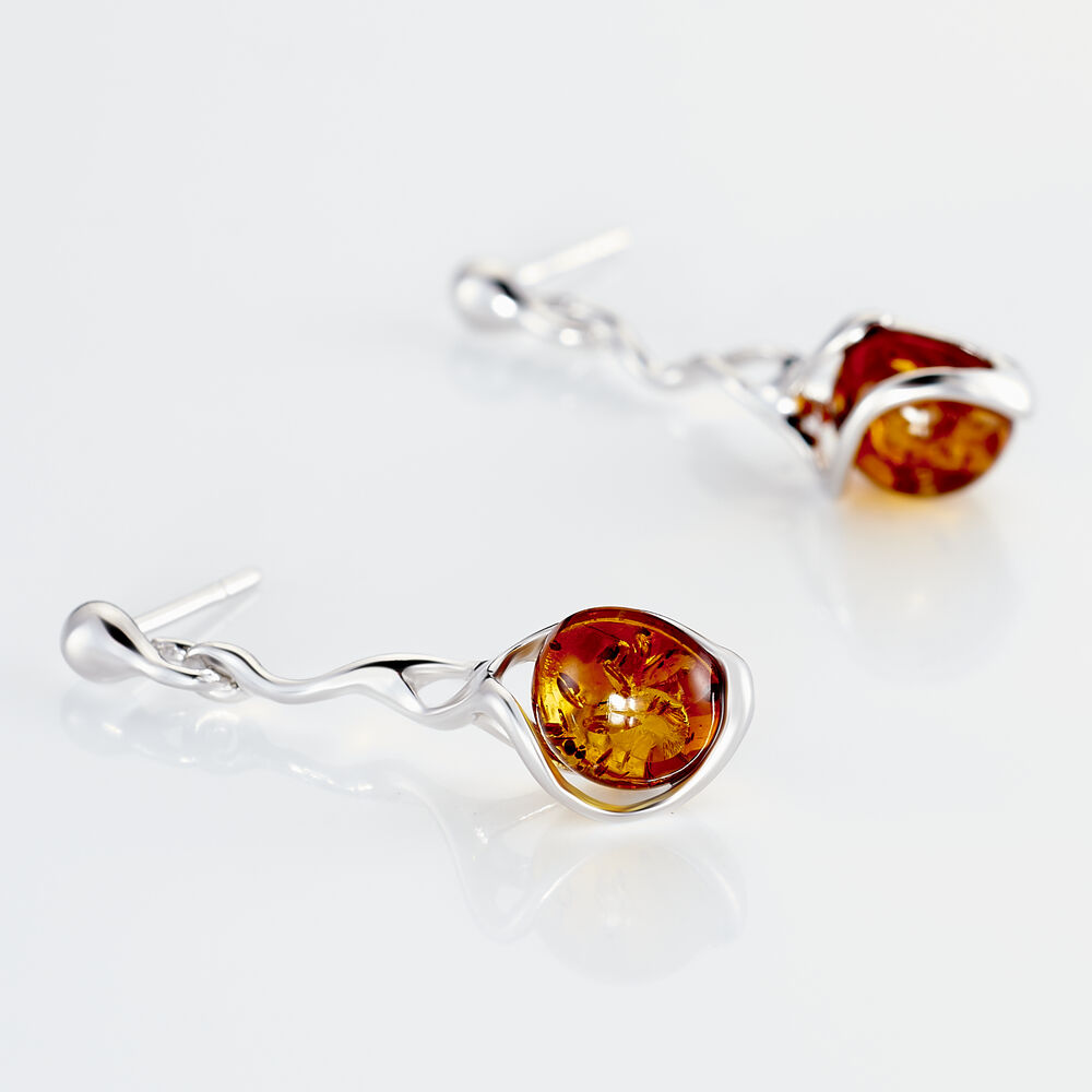 Boucles D'oreilles Pendantes Argent Blanc Ferima Ambre - Pendantes Femme | Marc Orian