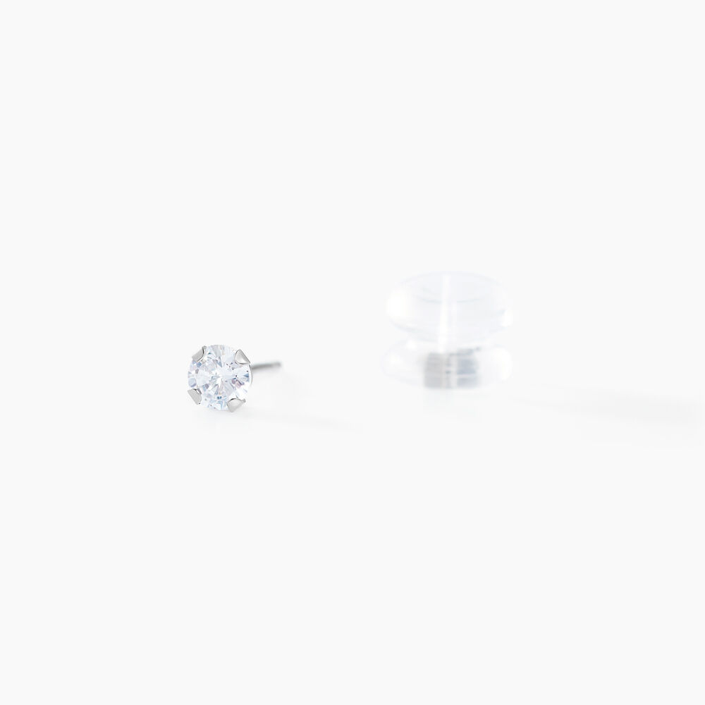 Boucles D'oreilles Puces Eddie Or Blanc Oxyde De Zirconium - Puces Femme | Marc Orian