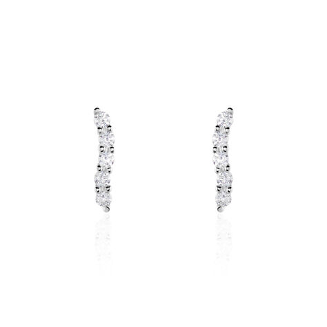 Boucles D'oreilles Puces Dahina Or Blanc Oxyde De Zirconium - Puces Femme | Marc Orian
