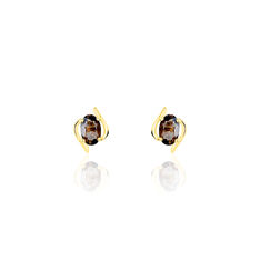 Boucles D'oreilles Puces Vrille Ovale Or Jaune Quartz - Clous d'oreilles Femme | Marc Orian