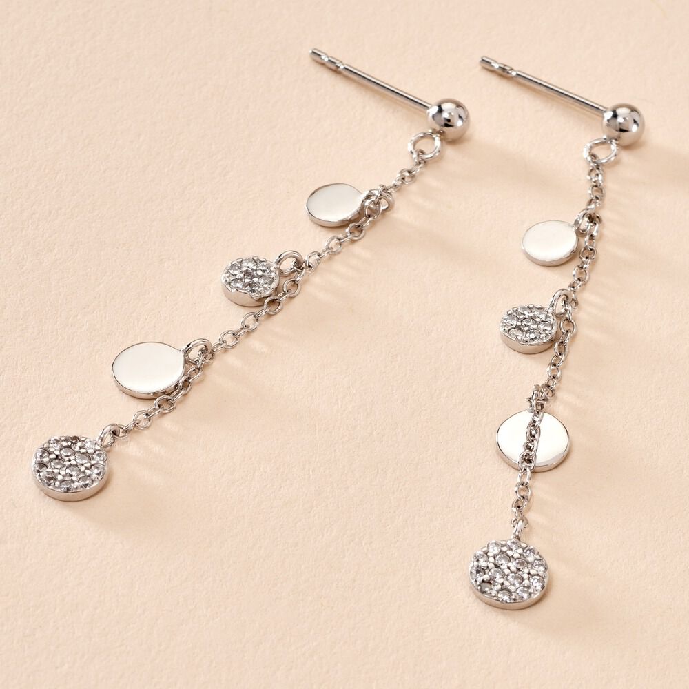 Boucles D'oreilles Pendantes Lorainne Argent Blanc Oxyde De Zirconium - Pendantes Femme | Marc Orian