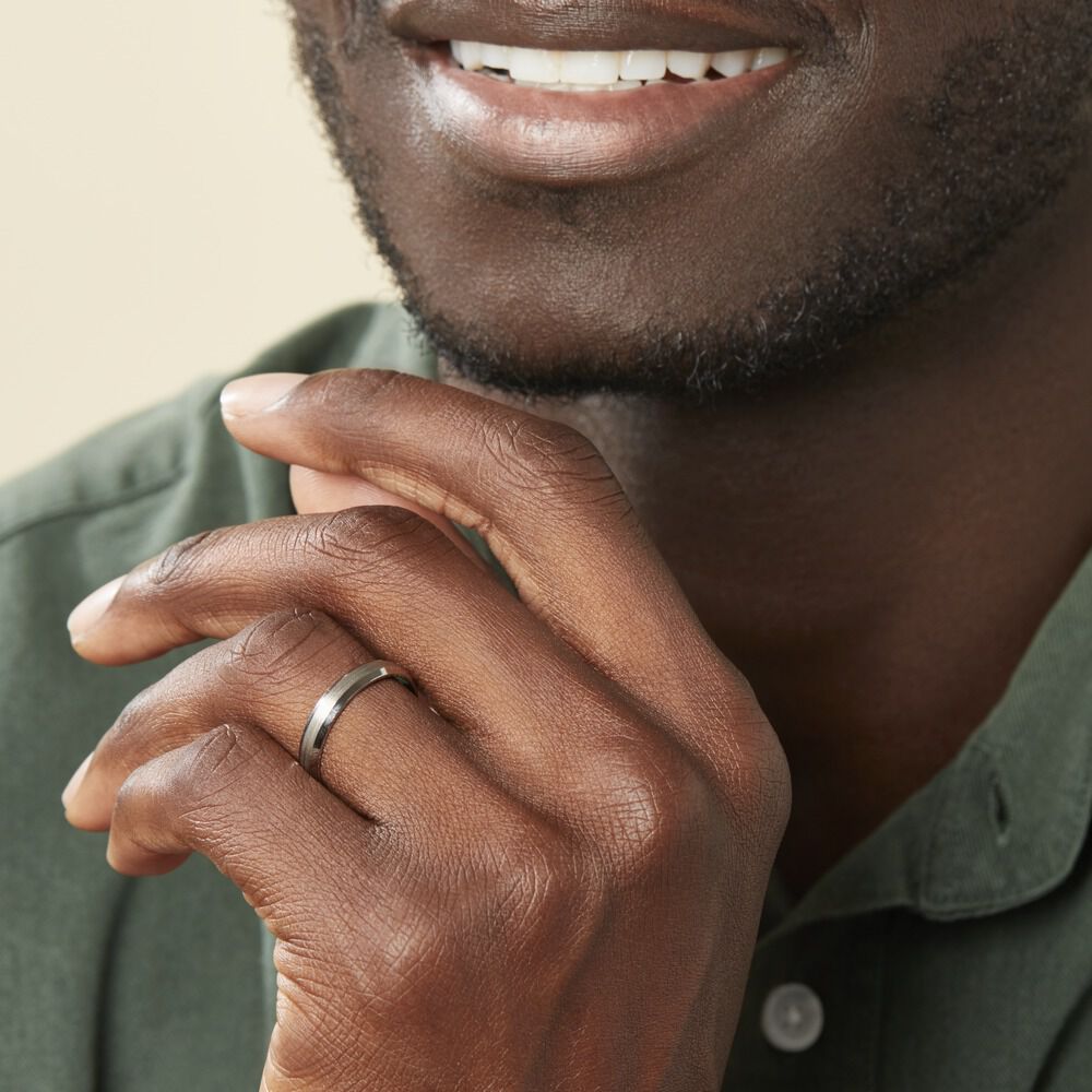 Alliance Hevan Demi Jonc Palladium Blanc - Alliances personnalisées Homme | Marc Orian