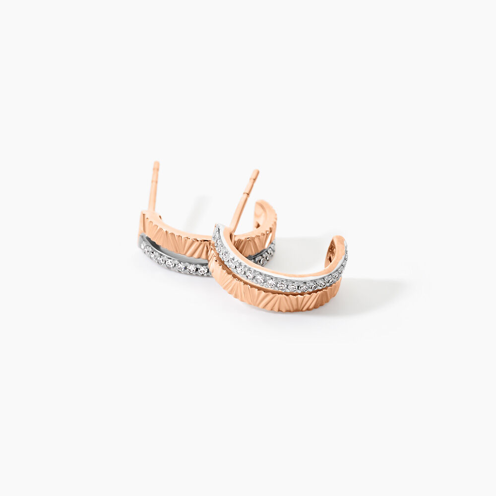 Boucles D'oreilles Puces Belindalan Or Bicolore Diamant - Puces Femme | Marc Orian