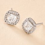Boucles D'oreilles Puces Adrienne Or Blanc Oxyde De Zirconium - Puces Femme | Marc Orian