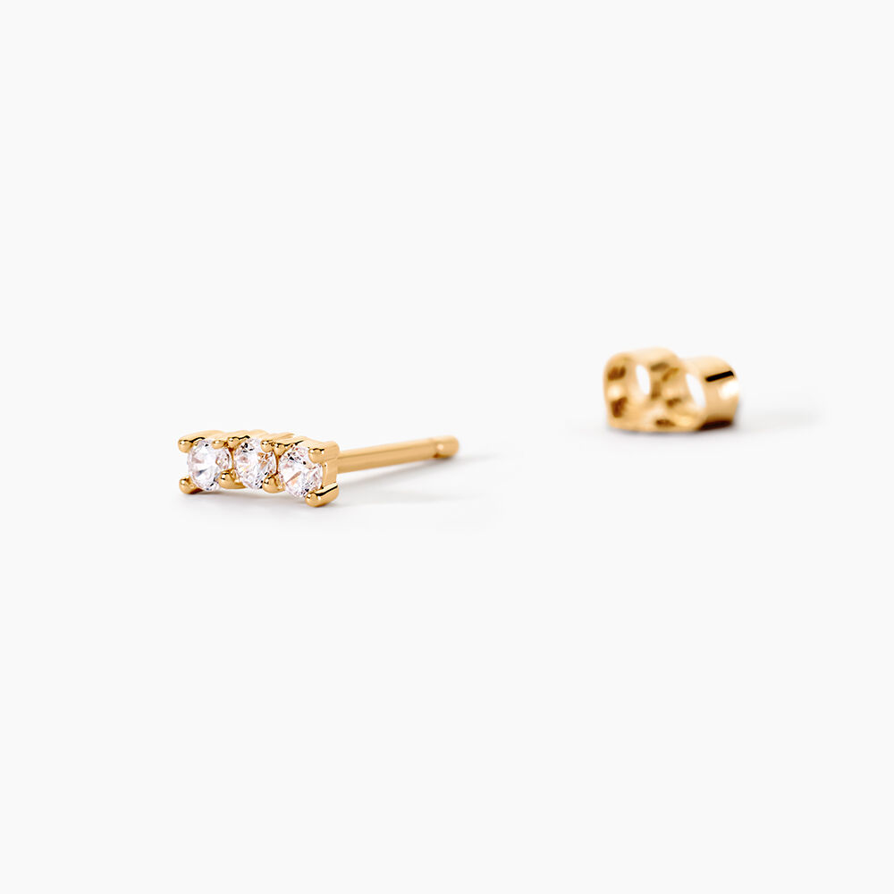 Boucles D'oreilles Puces Plaqu&eacute; Or Jaune Alodia Oxydes De Zirconium - Puces Femme | Marc Orian