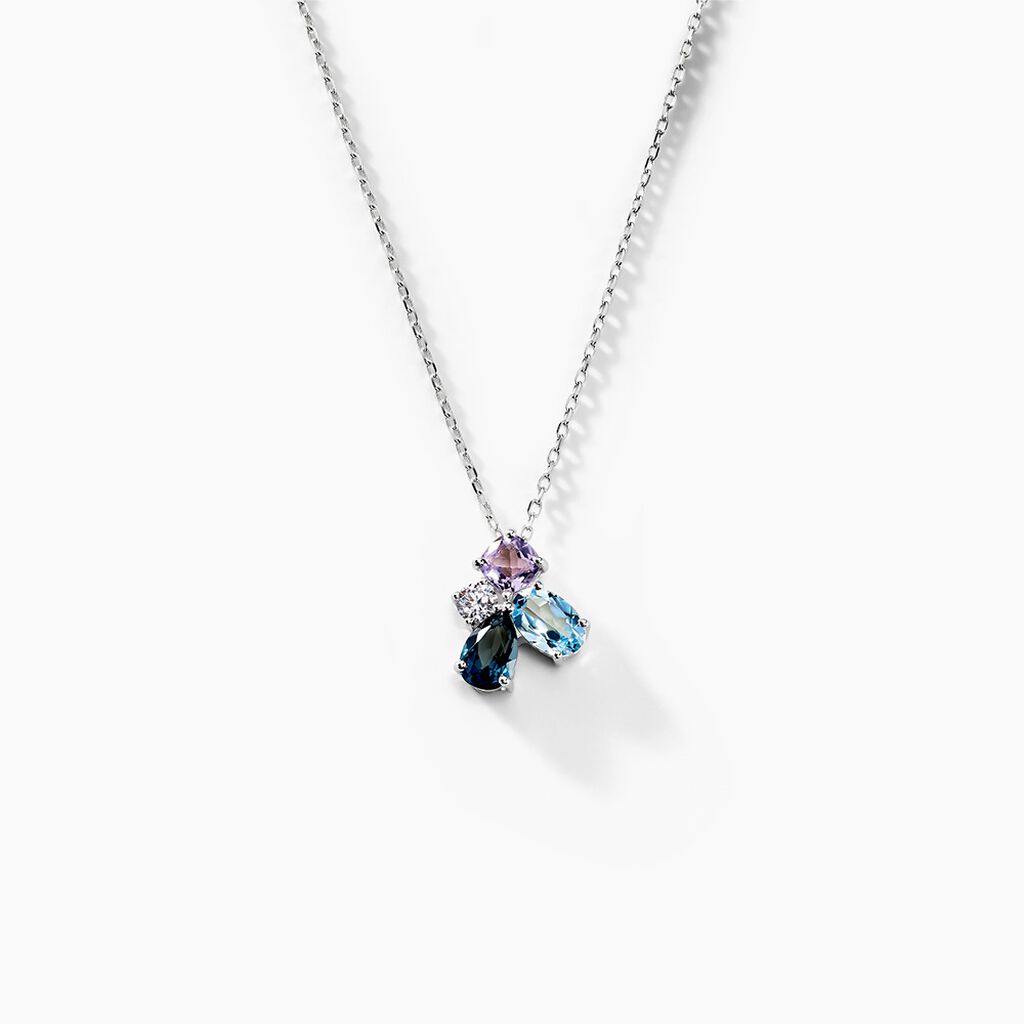 Collier Doryne Or Blanc Topaze Am&eacute;thyste - Colliers avec pierres Femme | Marc Orian