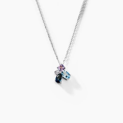 Collier Doryne Or Blanc Topaze Am&eacute;thyste - Colliers avec pierres Femme | Marc Orian
