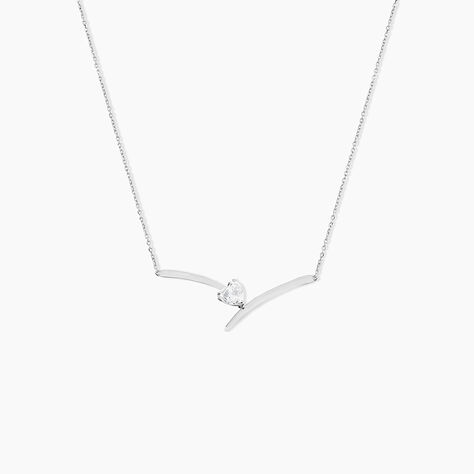 Collier Valeriana Or Blanc Oxyde De Zirconium - Colliers avec pierres Femme | Marc Orian