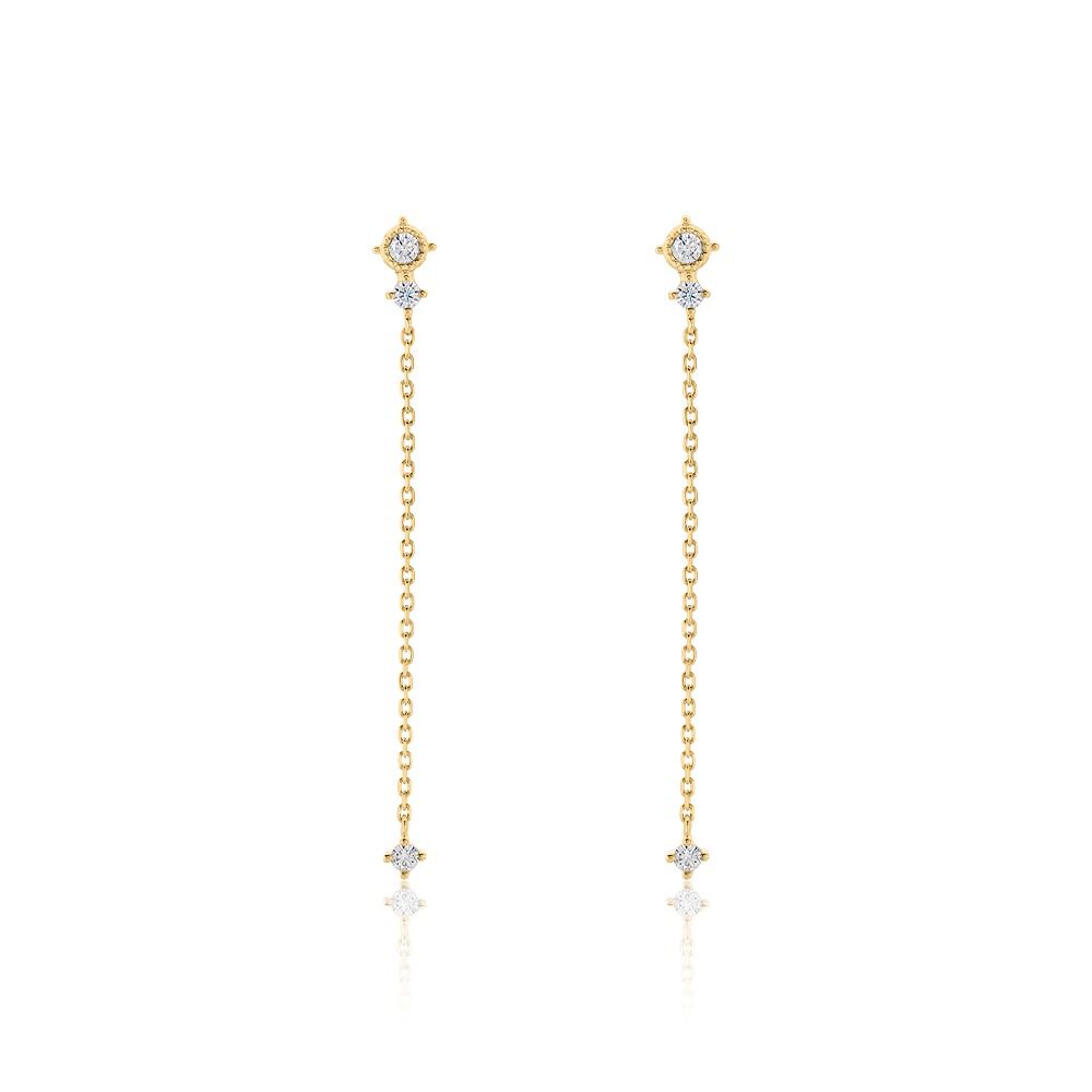 Boucles D'oreilles Pendantes éclat Perlé Plaqué Or Oxyde De Zirconium - Pendantes Femme | Marc Orian