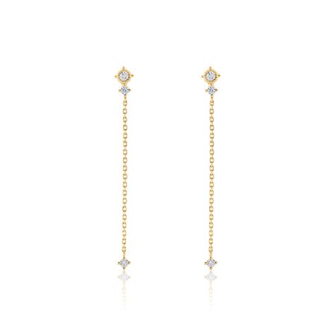 Boucles D'oreilles Pendantes éclat Perlé Plaqué Or Oxyde De Zirconium - Pendantes Femme | Marc Orian
