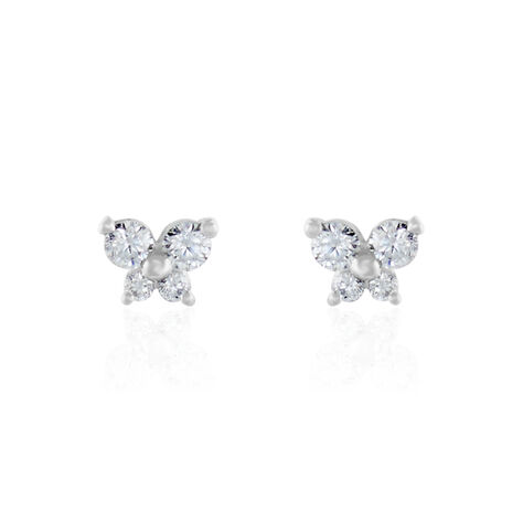 Boucles D'oreilles Puces Eleanor Fleur Or Blanc Oxyde De Zirconium - Puces Femme | Marc Orian