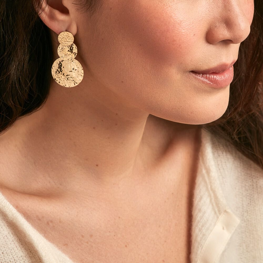 Boucles D'oreilles Pendantes Josephine Acier Dor&eacute; - Pendantes Femme | Marc Orian