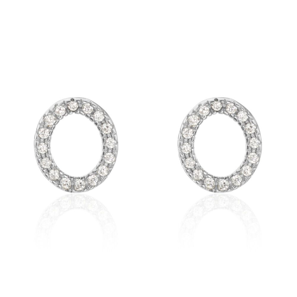 Boucles D'oreilles Puces Argent Blanc Umbria Oxydes De Zirconium - Puces Femme | Marc Orian