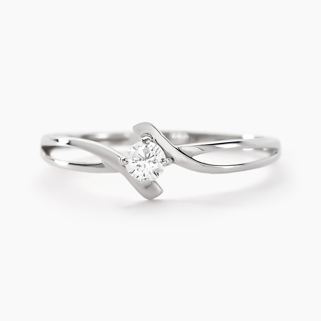 Bague Chamirame Or Blanc Oxyde De Zirconium - Bagues Solitaire Femme | Marc Orian