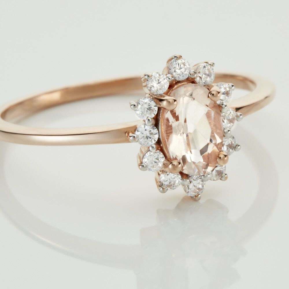 Bague Jozsua Or Rose Morganite Peche Oxyde De Zirconium - Bagues pierres fines Femme | Marc Orian