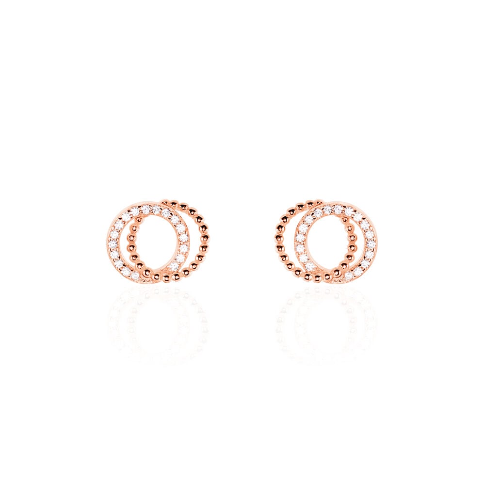 Boucles D'oreilles Puces Janne Argent Rose Oxyde De Zirconium - Puces Femme | Marc Orian