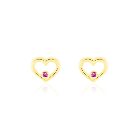 Boucles D'oreilles Puces Martella Or Jaune Rubis - Boucles d'oreilles pierres précieuses Femme | Marc Orian
