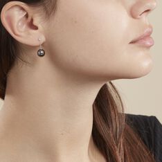 Boucles D'oreilles Pendantes Semi-ronde Or Blanc Perle De Tahiti - Boucles d'oreilles Pendantes Femme | Marc Orian