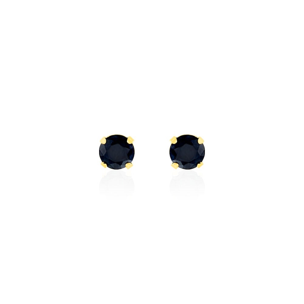 Boucles D'oreilles Puces Elea Serti Griffe Or Jaune Saphir - Puces Femme | Marc Orian