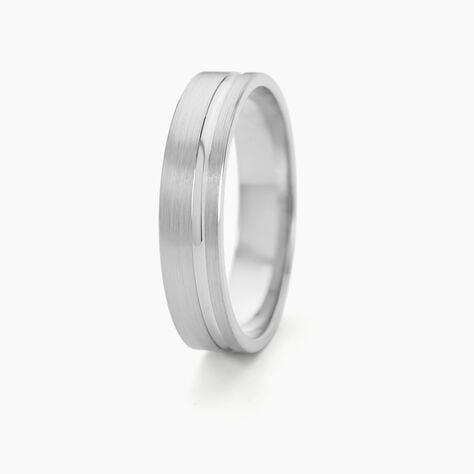 Alliance Mat Et Brillant Liseret Ruban Plat Palladium Blanc - Alliances duo Homme | Marc Orian