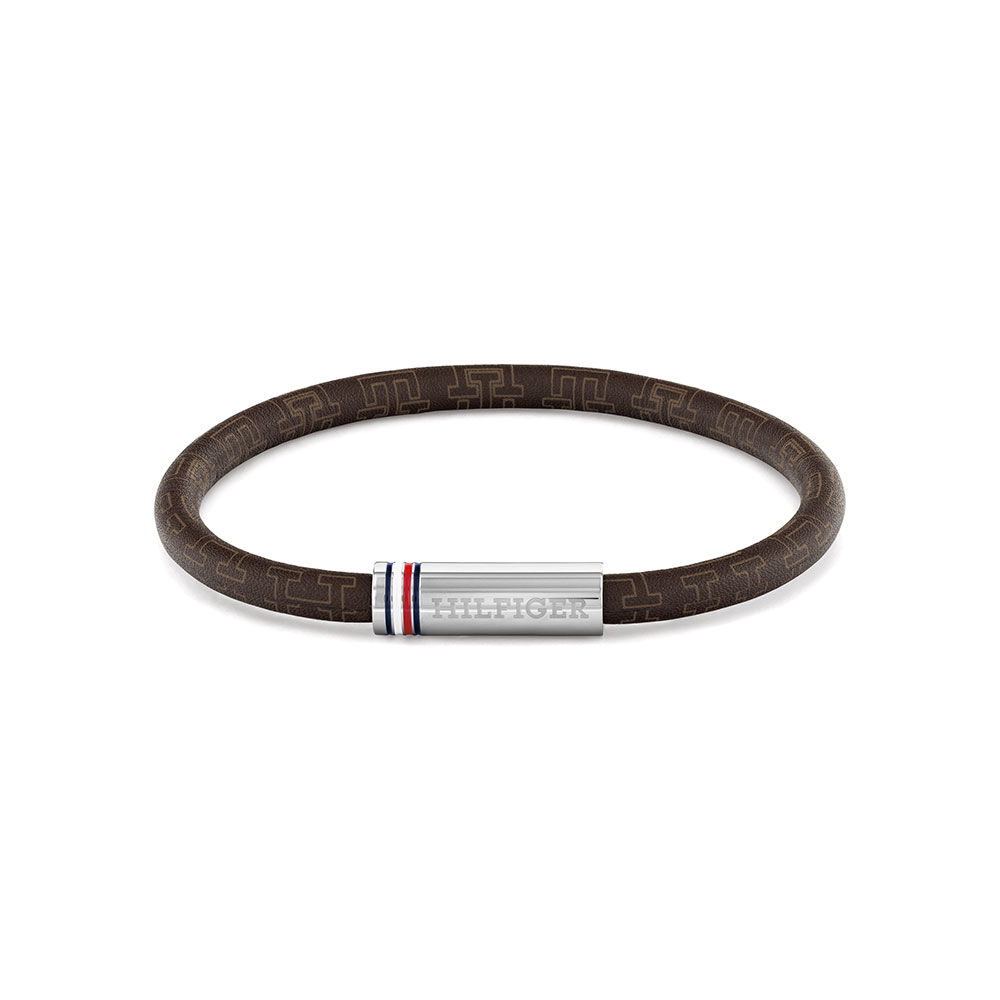 Bracelet Tommy Hilfiger Printed Cord Cuir De Veau Marron - Bracelets cuir Homme | Marc Orian