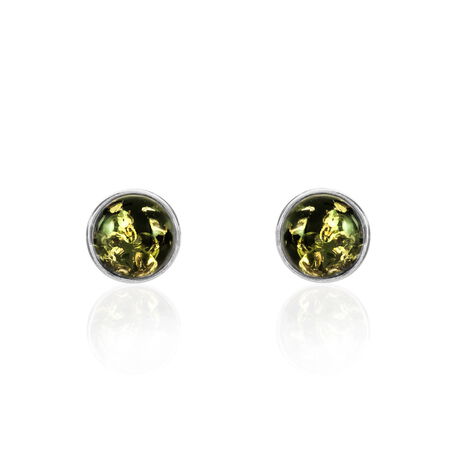 Boucles D'oreilles Puces Argent Blanc Acacia Ambre - Puces Femme | Marc Orian