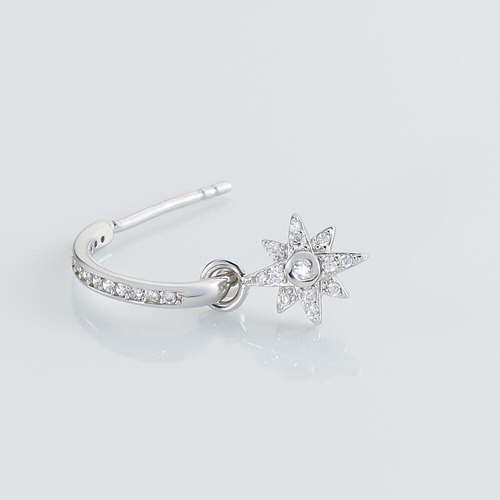 Cr&eacute;ole Unitaire Ancelin Rondes Argent Blanc Oxyde De Zirconium - Piercings d'oreilles Femme | Marc Orian