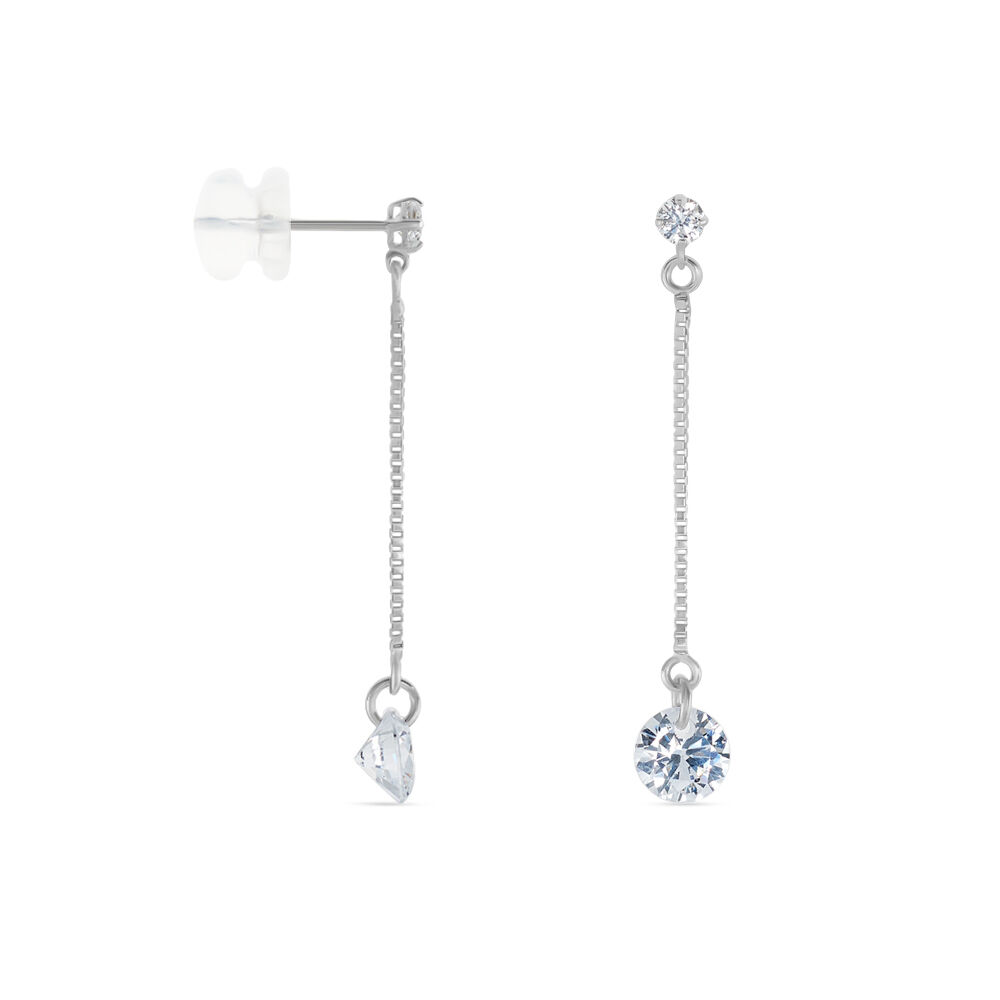 Boucles D'oreilles Pendantes Regane Or Blanc Oxyde De Zirconium - Pendantes Femme | Marc Orian