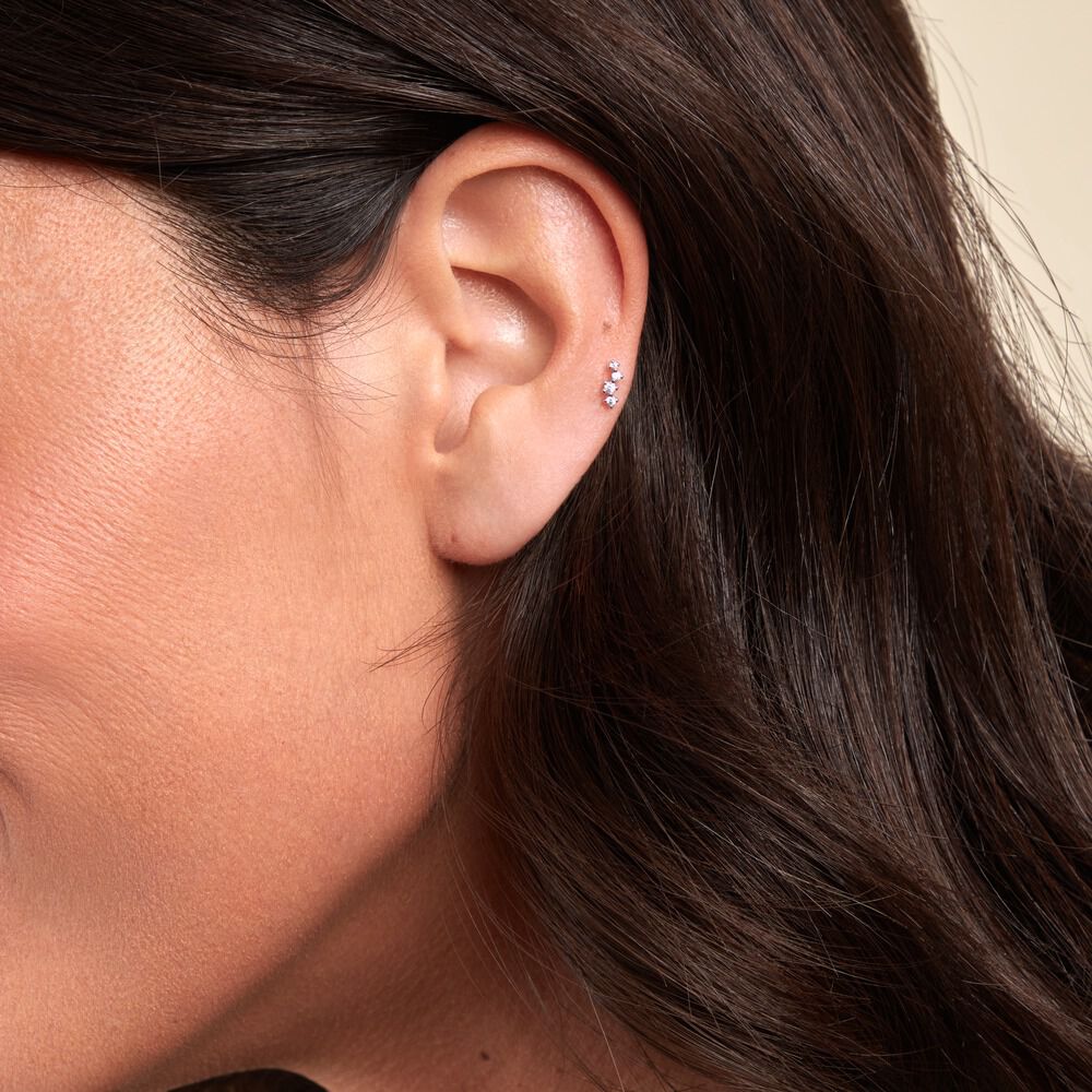 Piercing D'oreille Unitaire Roseau Argent Blanc Oxyde De Zirconium - Piercings d'oreilles Femme | Marc Orian