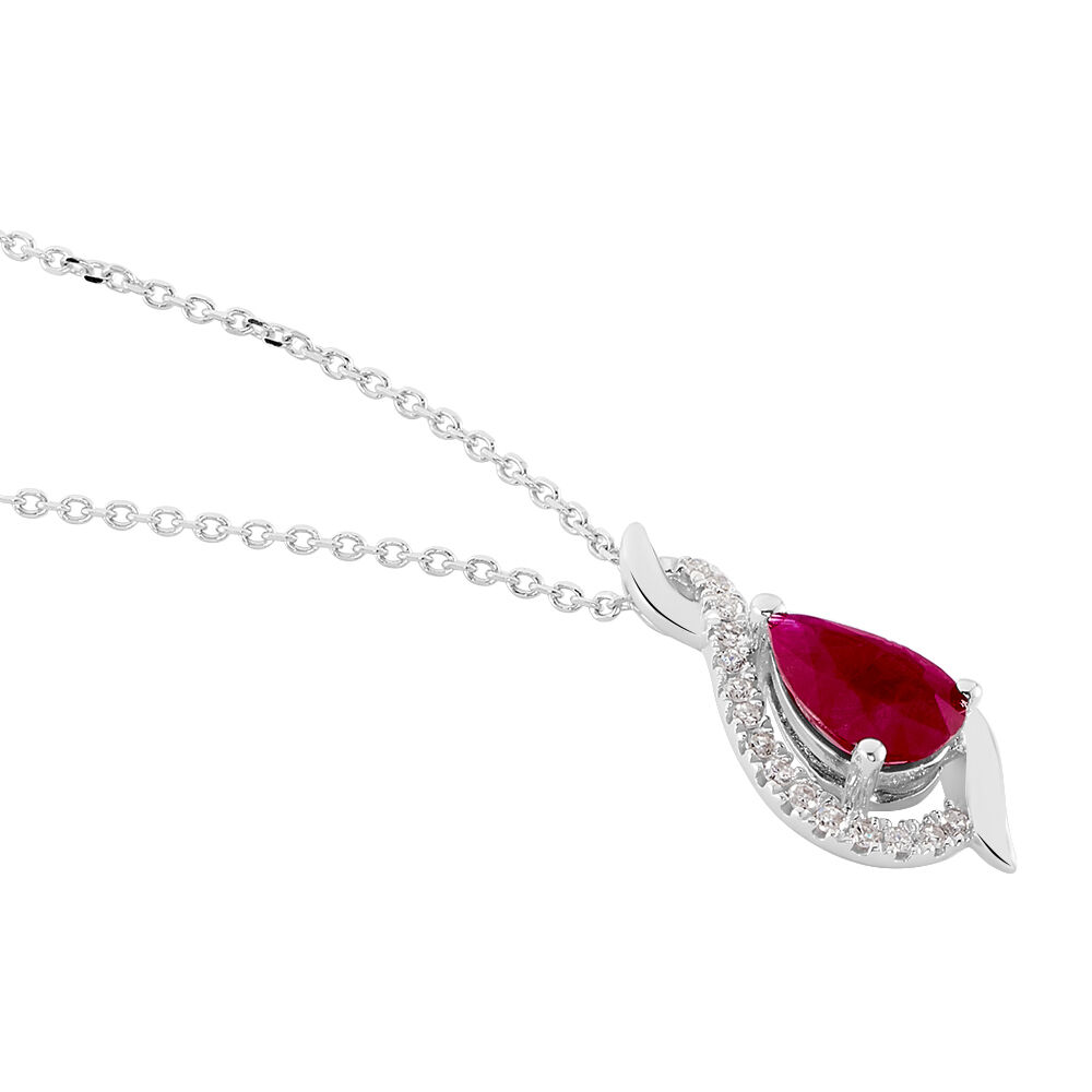 Collier Angelika Or Blanc Rubis Et Diamant - Colliers avec pierres Femme | Marc Orian