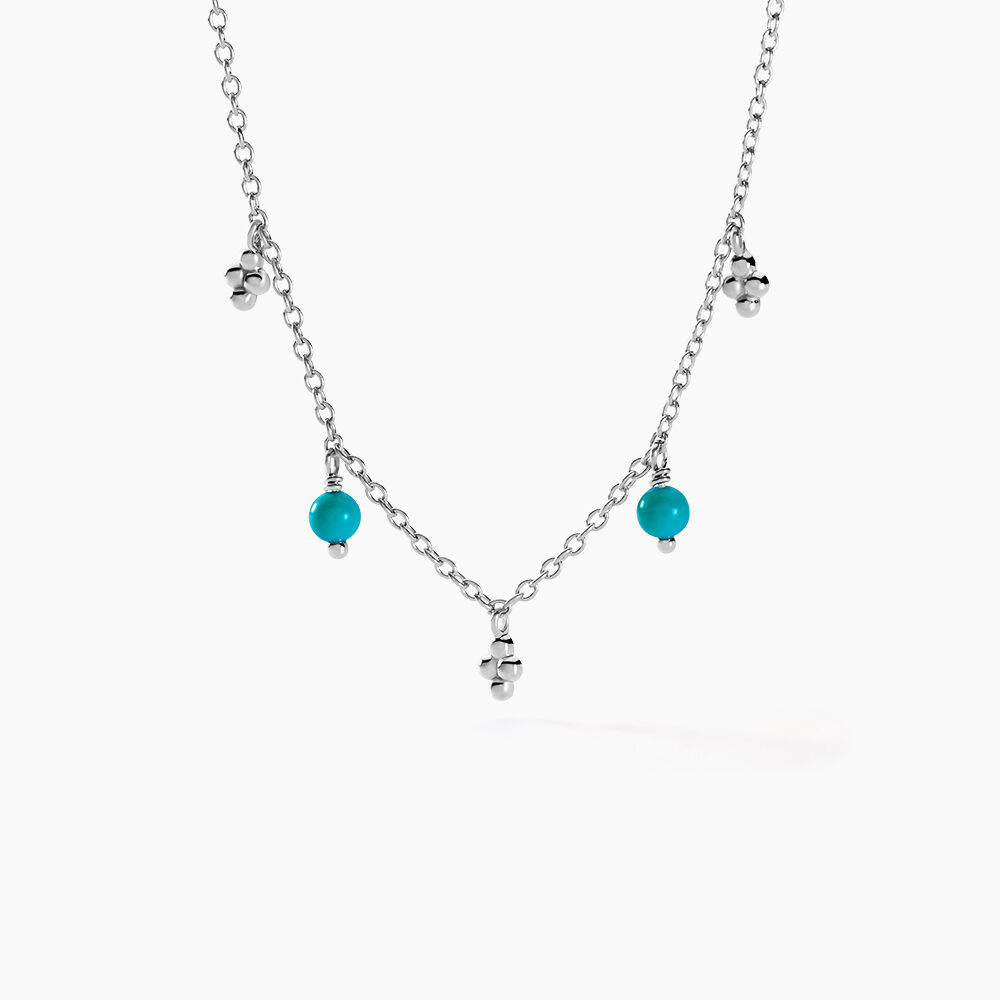 Collier Adiva Argent Blanc Turquoise - Colliers avec pierres Femme | Marc Orian