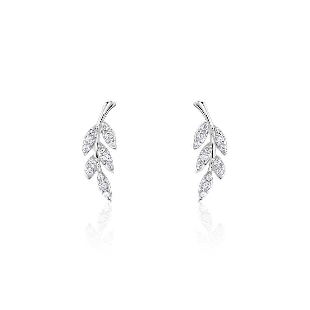Boucles D'oreilles Puces Alma Argent Blanc Oxyde De Zirconium - Puces Femme | Marc Orian