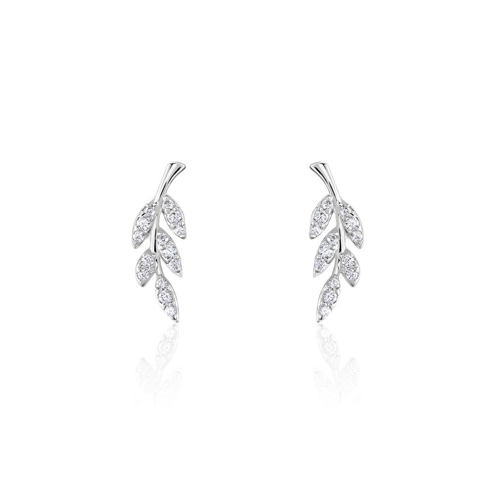 Boucles D'oreilles Puces Alma Argent Blanc Oxyde De Zirconium - Puces Femme | Marc Orian