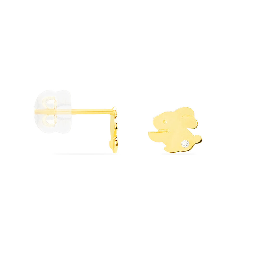 Boucles D'oreilles Puces Elioussa Lapin Or Jaune Oxyde De Zirconium - Puces Femme | Marc Orian