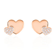 Boucles D'oreilles Puces Flamen Argent Rose Oxyde De Zirconium - Clous d'oreilles Femme | Marc Orian