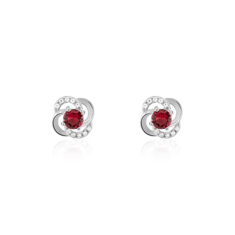 Boucles D'oreilles Puces Argent Blanc Clover Verre Oxydes De Zirconium - Clous d'oreilles Femme | Marc Orian